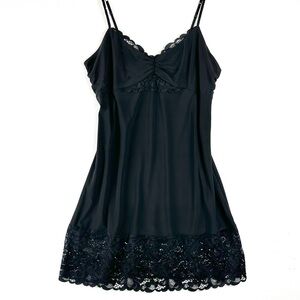 Josie Lace Black Stretch Chemise Slip Dress